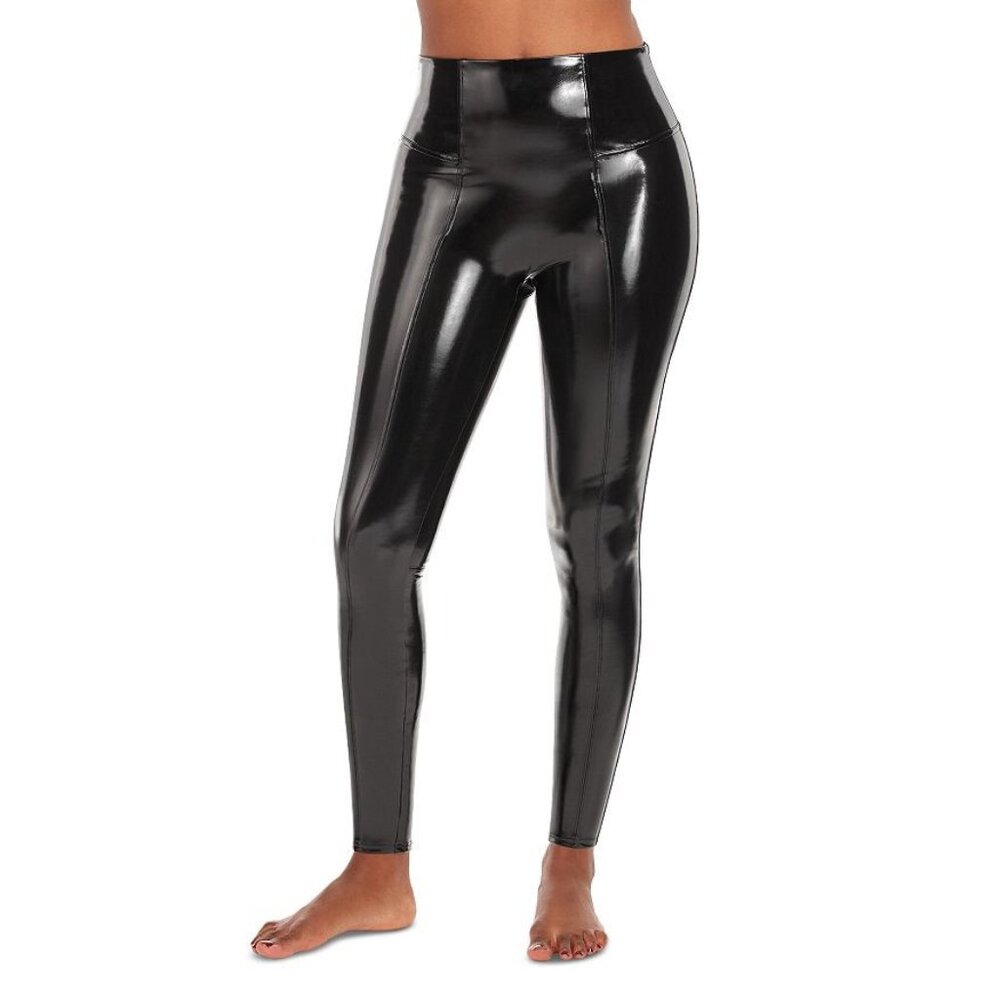 SPANX Faux Patent Leather Leggings Classic Black Size Small 20301R New